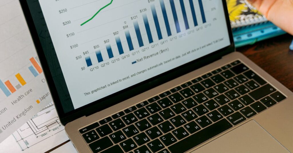 Performance Marketing in 2026 Demands Full-Funnel Intelligence — Not Just Clicks A close-up view of a laptop displaying business analytics and revenue charts.